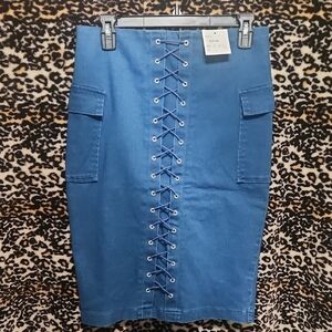 Jealous Tomato Blue Knee-Length Pencil Skirt